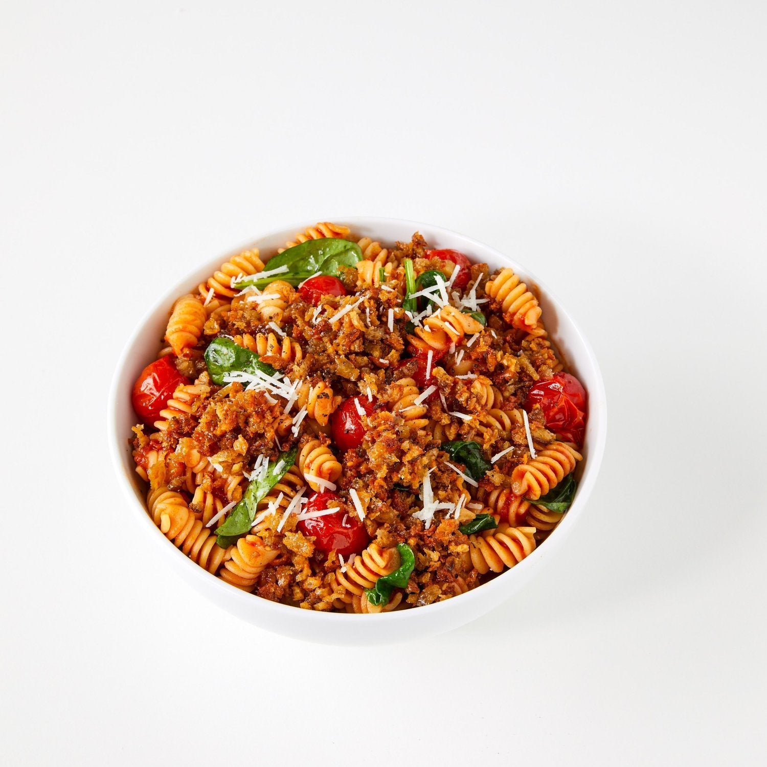 Blackbird Italian Seitan Crumbles Pasta with Spinach &amp; Cherry Tomatoes