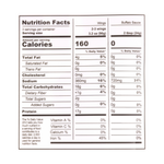 Wings - Buffalo - nutrition facts label
