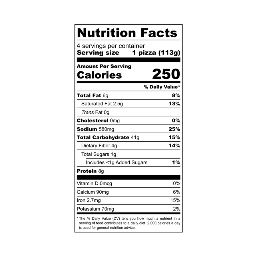Nutrition facts panel for Cheese. Contact info@blackbirdfoods.com for these values in text form.