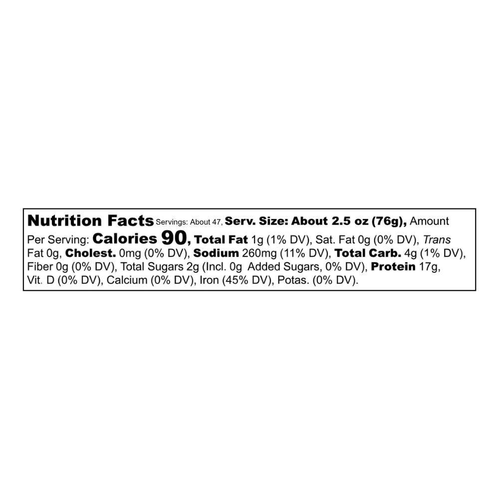 Blackbird Original Seitan Block 8lb bulk nutrition label