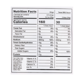 Wings - nutrition facts label