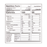 Wings - Chili - nutrition facts label